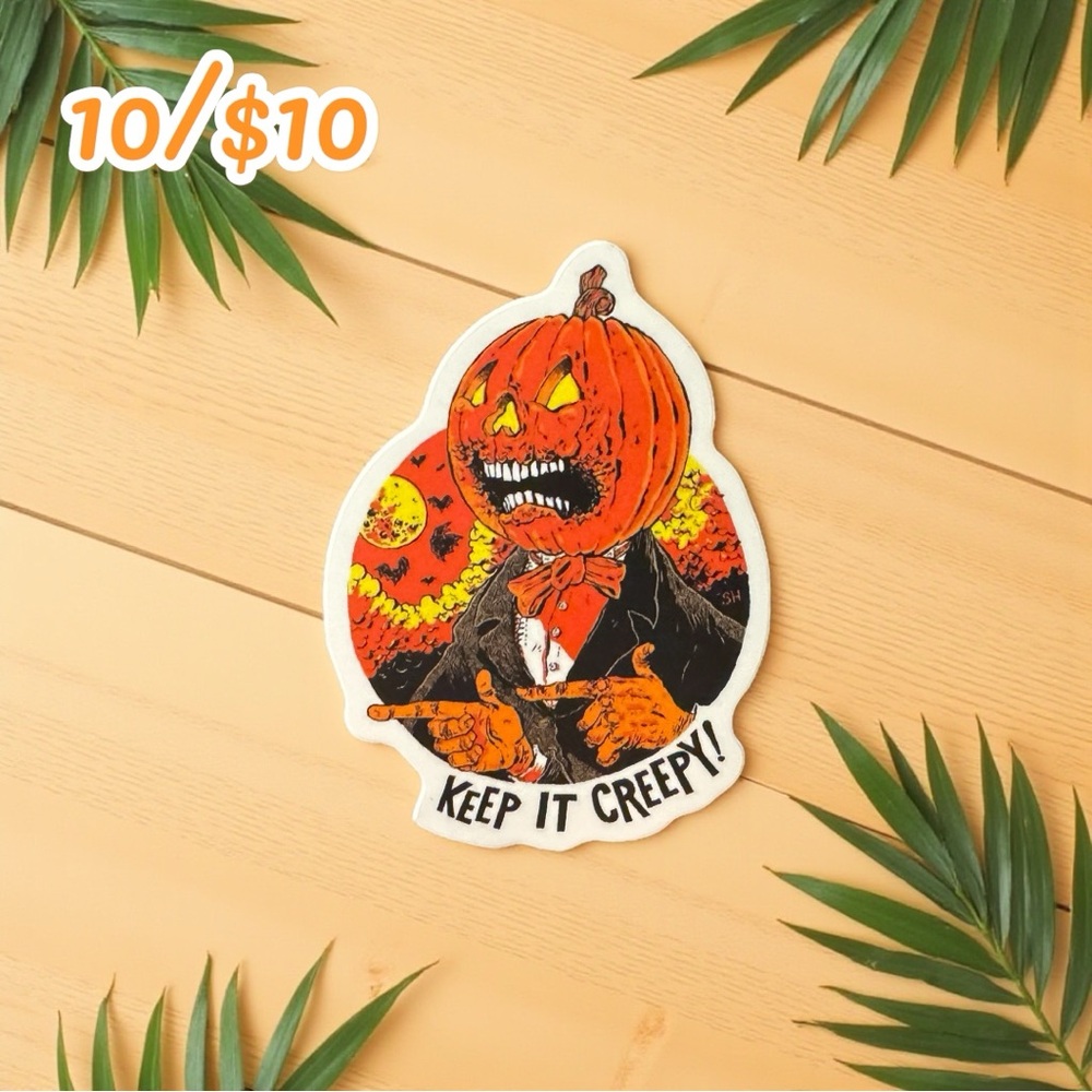 Halloween Pumpkin Head Man Sticker Keep It Creepy Jack O Lantern Vintage Matte